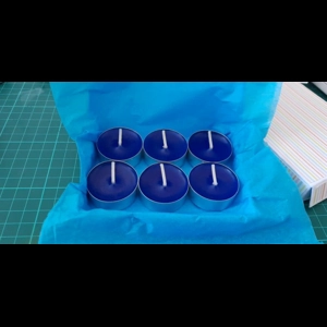 6 Blue Unscented Paraffin Tea Lights – 4 hr