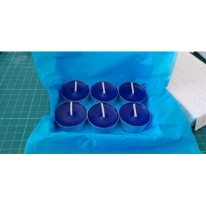 6 Blue Unscented Paraffin Tea Lights – 4 hr