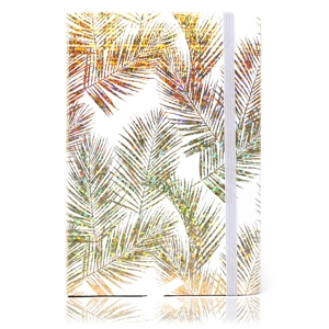 Handmade 200 Page Lined Notebook - Cool Golden Tropical Covered