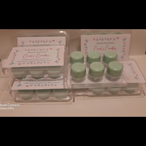 Homemade Fresh Memories - soy wax melts - Green geranium jasmine eucalyptus, Carol's Candles and gif