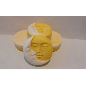 Shea & Oatmeal lemongrass soap - 80g Sun and Moon Round vegan Bar, Carol's Candles and gifts