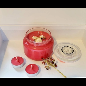 Homemade 25cl 3wick Eucalyptus Candle Gift with Handmade Gemstone Tree.