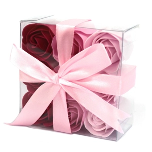 Handmade petal soap - 9 Flowers in Pink Roses - Gift Box with hand tied Ribbon Carol's Candles and g