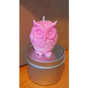 1x Pink Soy owl Little pillar candle – pumpkin spice