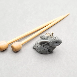 Grey Resin Bunny Stitch Marker