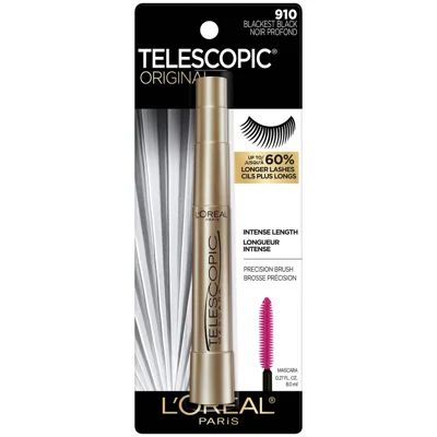 L'Oreal Paris Makeup Telescopic Original Lengthening Mascara, Blackest Black, 0.27 Fl Oz (1 Count)