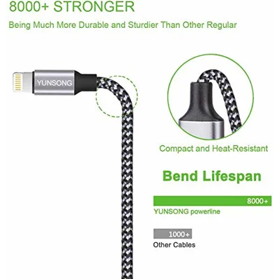 iPhone Charger, YUNSONG 3Pack 6FT Nylon Braided Lightning Cable Fast Charging High Speed Data Sync USB Cord Compatible with iPhone 13 12 11 Pro Max
