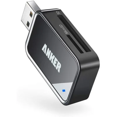Anker 2-in-1 USB 3.0 SD Card Reader for SDXC, SDHC, SD, MMC, RS-MMC, Micro SDXC, Micro SD, Micro S..