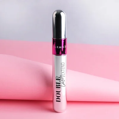 FARMASi Double Lash Extend Black Mascara with Eyelash Lengthening Applicator, No Clump Smudge Free Volumizer for Longer, Thicker Lashes, Rotating