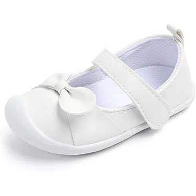 Baby Girls Mary Jane Flats Anti-Slip Rubber Sole Bowknot Toddler First Walkers Dress Shoes