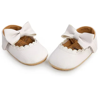 Baby Girls Mary Jane Flats Shoes with Non-Slip Soft Sole Toddler First Walkers Newborn Princess Dress Shoes