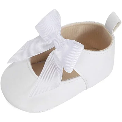 ESTAMICO Toddler Infant Girls Cute Mary Jane Flats Soft Rubber Sole Baby Sneakers Princess Bowknot Crib Wedding Dress Shoes