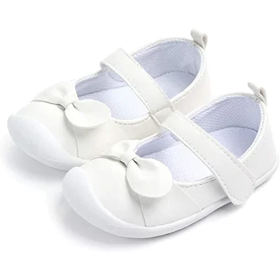 Baby Girls Mary Jane Flats Anti-Slip Rubber Sole Bowknot Toddler First Walkers Dress Shoes