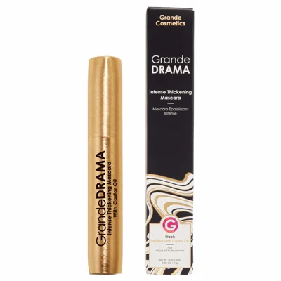 Grande Cosmetics GrandeDRAMA Intense Thickening Mascara with Castor Oil, Volumizing, Conditioning, Buildable Formula