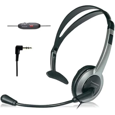 Panasonic Comfort Fit Headset for TCA Series Cordless Landline Phones, Foldable Headset with Flexible Microphone and Volume Control,Grey/Silver