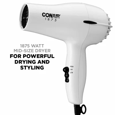 Conair Mid-Size Styler Hair Dryer, White