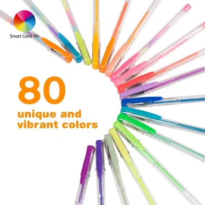 Smart Color Art 160 Colors Gel Pens Set 80 Gel Pen with 80 Refills for Adult Coloring Books Drawing Painting Writing Doodling , Paint Colors