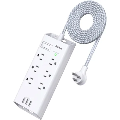 Addtam Power Strip Surge Protector 6 Outlets and 3 USB Ports 5Ft Long Extension Cord, Flat Plug Overload Surge Protection Outlet Strip, Wall Mount f