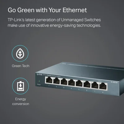 TP-Link TL-SG108 | 8 Port Gigabit Unmanaged Ethernet Network Switch, Ethernet Splitter | Plug & Play | Fanless Metal Design | Shielded Ports