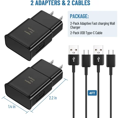 Adaptive Fast Charger Type C with Android Phone Charger C Cable for Samsung Galaxy S21/S21 Ultra/S10/S9/S8/S22/S22+/S22 Ultra/S20/S10 Plus/S10e/Note