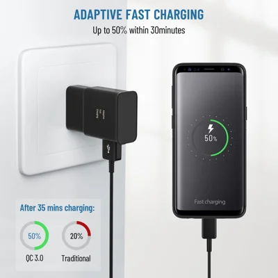 Adaptive Fast Charger Type C with Android Phone Charger C Cable for Samsung Galaxy S21/S21 Ultra/S10/S9/S8/S22/S22+/S22 Ultra/S20/S10 Plus/S10e/Note