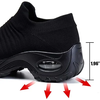 STQ Slip On Breathe Mesh Walking Shoes Women Fashion Sneakers Comfort Wedge Platform Loafers