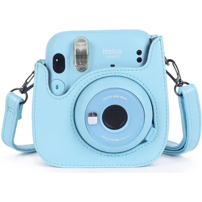 Phetium Instant Camera Case Compatible with Instax Mini 11,PU Leather Bag with Pocket and Adjustable Shoulder Strap (Sky Blue)