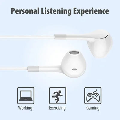 Earbuds Headphones 5 in One Pack, Wired Earbud with Heavy Bass Stereo Noise Blocking, Microphone, with Any Device with 3.5mm Interface