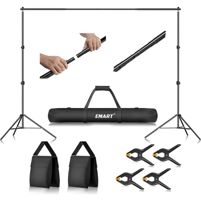 EMART Photo Video Studio 10Ft Adjustable Background Stand Backdrop Support System Kit with Carry Bag