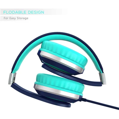 Kids Headphone Elecder i41 for Kids Children Girls Boys Teens Foldable Adjustable On Ear Headphones with 3.5mm Jack(Blue&Teal)