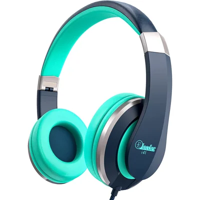 Kids Headphone Elecder i41 for Kids Children Girls Boys Teens Foldable Adjustable On Ear Headphones with 3.5mm Jack(Blue&Teal)