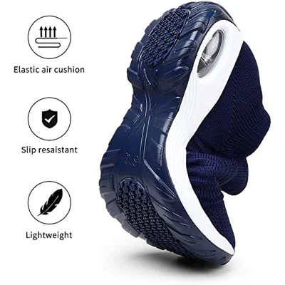 STQ Slip On Breathe Mesh Walking Shoes Women Fashion Sneakers Comfort Wedge Platform Loafers