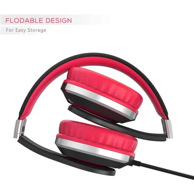 Elecder i41 for Kids Children Girls Boys Teens Foldable Adjustable On Ear Headphone with 3.5mm Jack for Cellphones Computer MP3(Red/Black)
