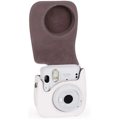 Phetium Instant Camera Case Compatible with Instax Mini 11,PU Leather Bag with Pocket and Adjustable Shoulder Strap (White)