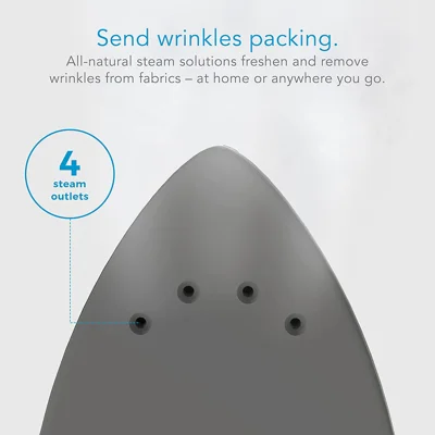 Steamfast SF-717 Mini Steam Iron with Dual Voltage, Travel Bag, Non-Stick Soleplate, Anti-Slip Handle, Rapid Heating, 420W Power, White