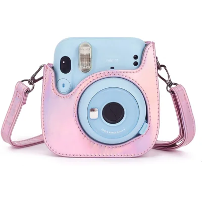 Phetium Instant Camera Case Compatible with Instax Mini 11,PU Leather Bag with Pocket and Adjustable Shoulder Strap (Magic Pink)