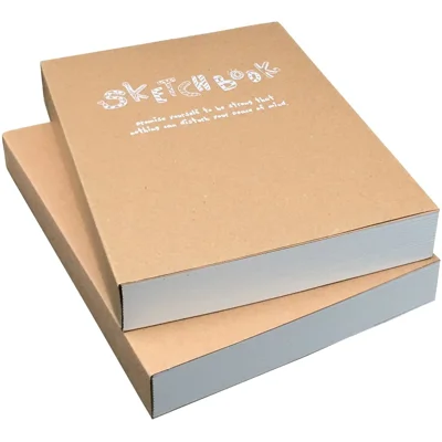 Kraft Cover Drawing Notebook & Sketchbook Set of 2 Blank Plain Sketch Books – Thick Paper A5 Size, 150x210mm Paper Ideal for Drawing & Sketching Paint