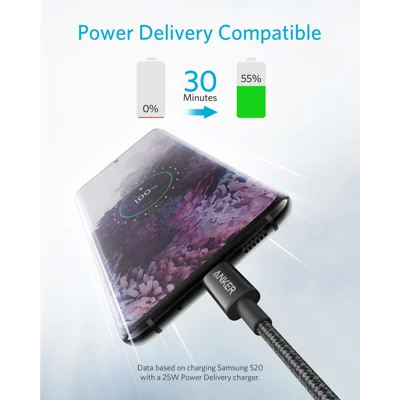 Anker New Nylon USB C to USB C Cable (6ft 60W, 2-Pack), USB 2.0 Type C Charging Cable for iPad Mini 6, iPad Pro 2020, iPad Air 4, MacBook Pro 2020,