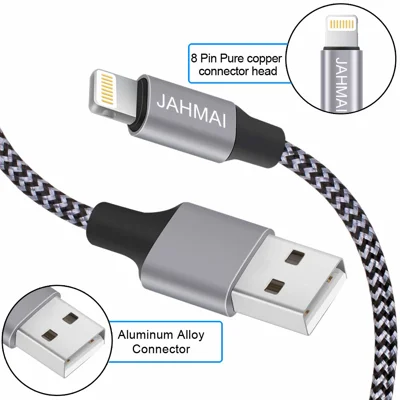 iPhone Charger, JAHMAI Nylon Braided Lightning Cable[Apple MFi Certified]3Pack 6ft Fast Charging High Speed Data Sync Phone Cord Compatible with iPh