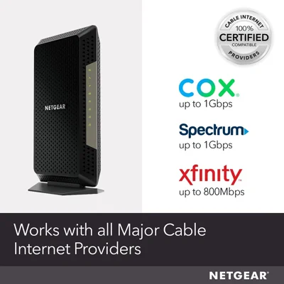 NETGEAR Nighthawk Cable Modem CM1200 - Compatible with all Cable Providers including Xfinity by Comcast, Spectrum, Cox | For Cable Plans Up to 2 Gig