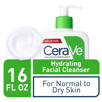 CeraVe Hydrating Facial Cleanser | Moisturizing Non-Foaming Face Wash with Hyaluronic Acid, Ceramides and Glycerin | 16 Fluid Ounce