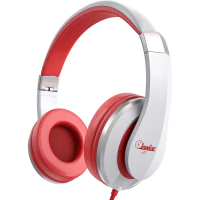Elecder i41 Headphone for Kids Children Girls Boys Teens Foldable Adjustable On Ear Headphones with 3.5mm Jack White/Red