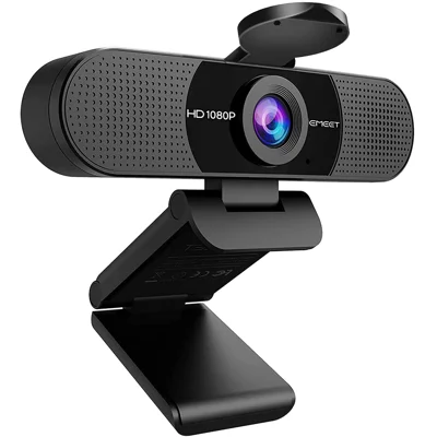 1080P Webcam with Microphone, eMeet C960 Web Camera, 2 Mics Streaming Webcam with Privacy Cover, 9..