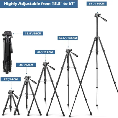 UBeesize 67” Camera Tripod with Travel Bag, Cell Phone Tripod with Wireless Remote and Phone Holder, Compatible with All Cameras, Cell Phones, Proje