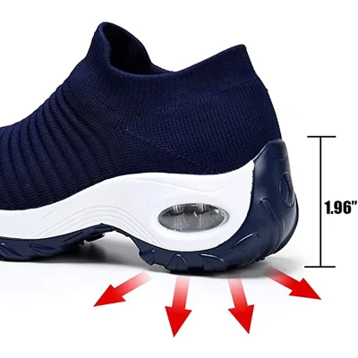 STQ Slip On Breathe Mesh Walking Shoes Women Fashion Sneakers Comfort Wedge Platform Loafers