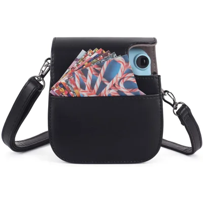 Phetium Instant Camera Case Compatible with Instax Mini 11,PU Leather Bag with Pocket and Adjustable Shoulder Strap (Black)