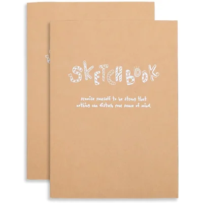 Kraft Cover Drawing Notebook & Sketchbook Set of 2 Blank Plain Sketch Books – Thick Paper A5 Size, 150x210mm Paper Ideal for Drawing & Sketching Paint