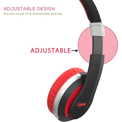 Elecder i41 for Kids Children Girls Boys Teens Foldable Adjustable On Ear Headphone with 3.5mm Jack for Cellphones Computer MP3(Red/Black)