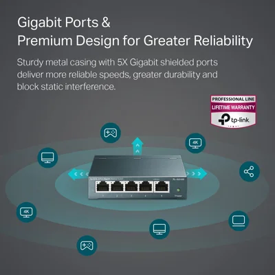 TP-Link TL-SG105 | 5 Port Gigabit Unmanaged Ethernet Network Switch, Ethernet Splitter | Plug & Play | Fanless Metal Design | Shielded