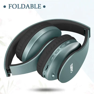 TUINYO Wireless Headphone Over Ear, Bluetooth Headphones with Microphone, Foldable Stereo Wireless Headset- Silver Blue